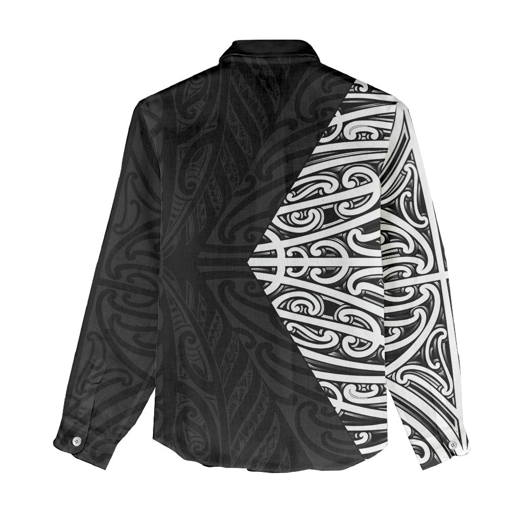 Black New Zealand Puhoro Maori Tattoo Women Casual Shirt LT14 - Polynesian Pride