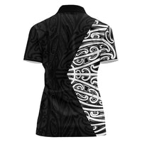 Black New Zealand Puhoro Maori Tattoo Women Polo Shirt LT14 - Polynesian Pride