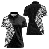 Black New Zealand Puhoro Maori Tattoo Women Polo Shirt LT14 - Polynesian Pride