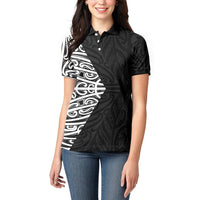 Black New Zealand Puhoro Maori Tattoo Women Polo Shirt LT14 - Polynesian Pride