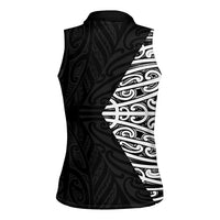 Black New Zealand Puhoro Maori Tattoo Women Sleeveless Polo Shirt LT14 - Polynesian Pride