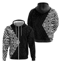 Black New Zealand Puhoro Maori Tattoo Zip Hoodie LT14 - Polynesian Pride
