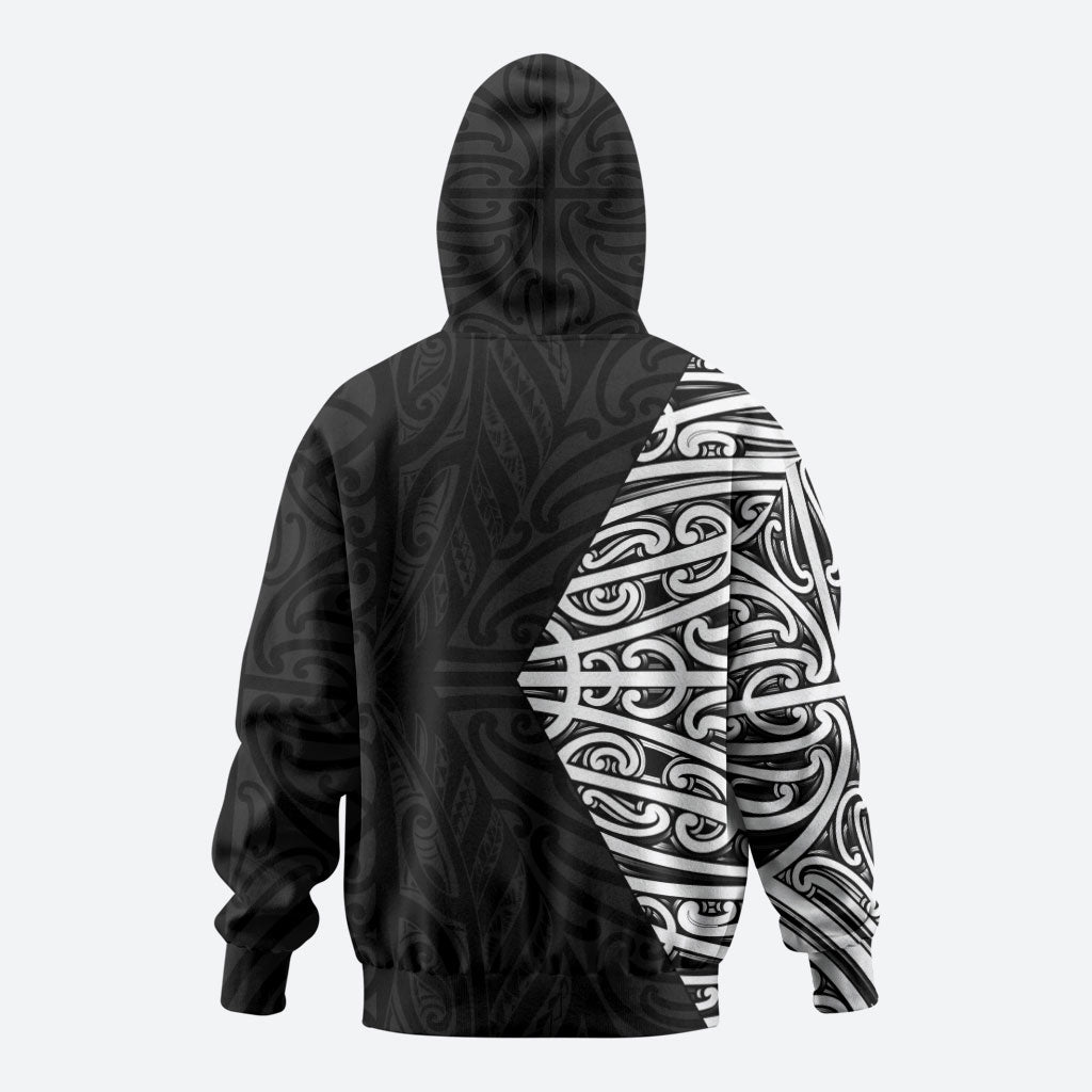 Black New Zealand Puhoro Maori Tattoo Zip Hoodie LT14 - Polynesian Pride