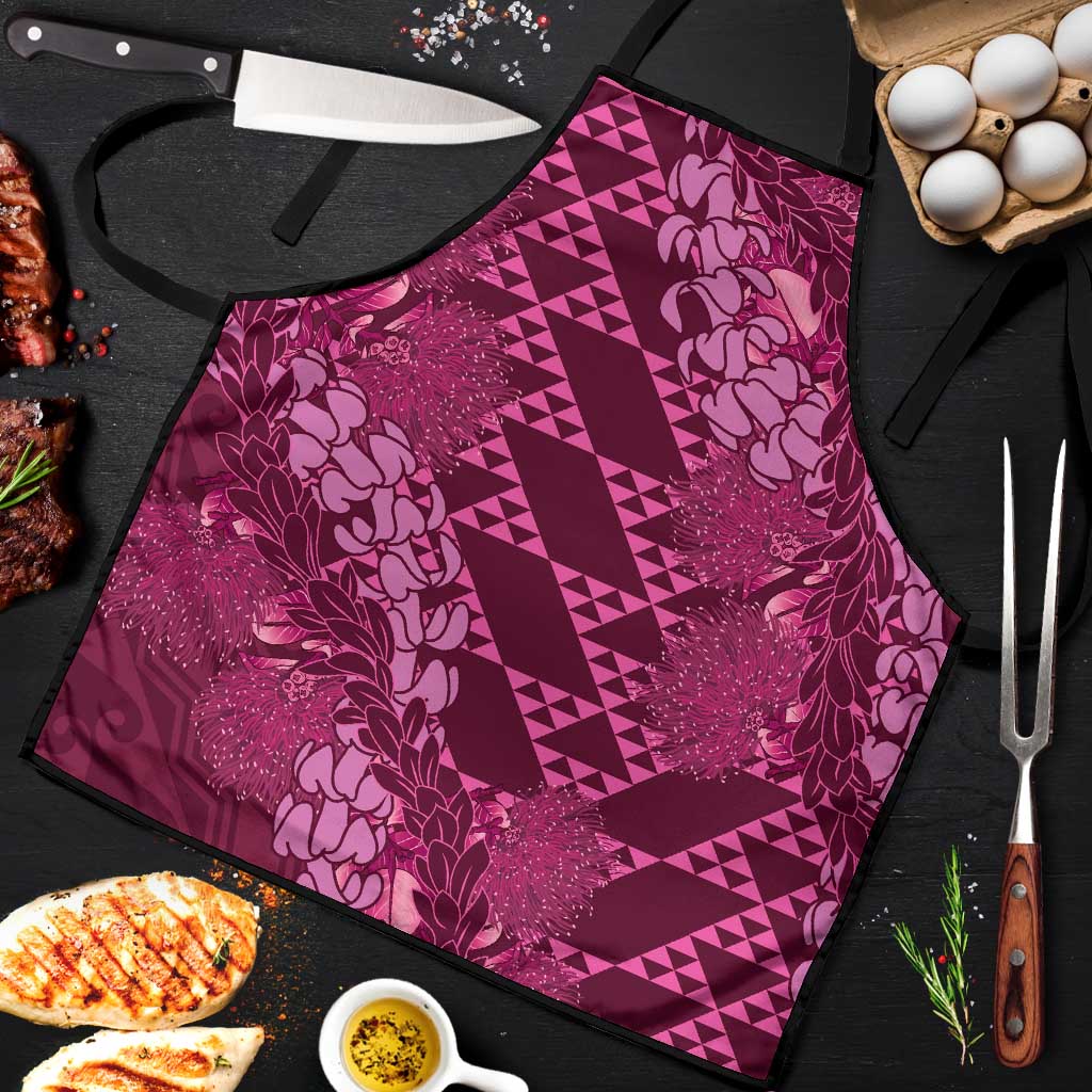 Pink Aloha Hawaii Apron Hawaiian Kakau Ohia Lehua Lei - Polynesian Pride