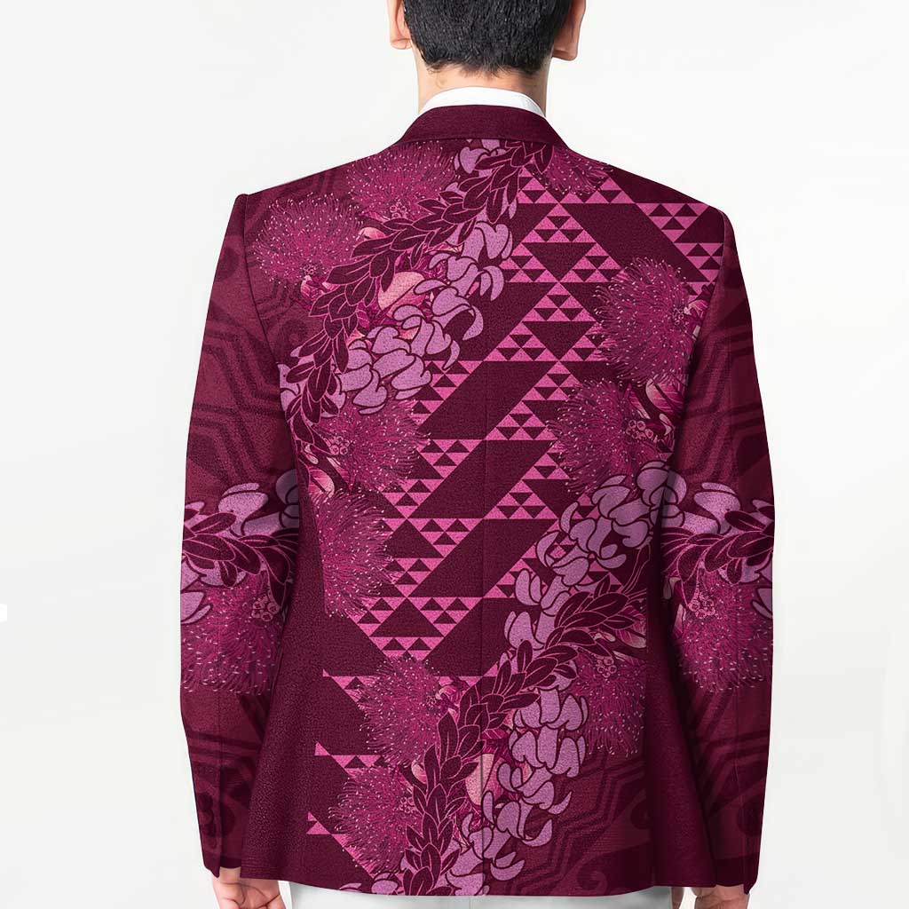 Pink Aloha Hawaii Blazer Hawaiian Kakau Ohia Lehua Lei - Polynesian Pride
