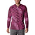 Pink Aloha Hawaii Button Sweatshirt Hawaiian Kakau Ohia Lehua Lei - Polynesian Pride