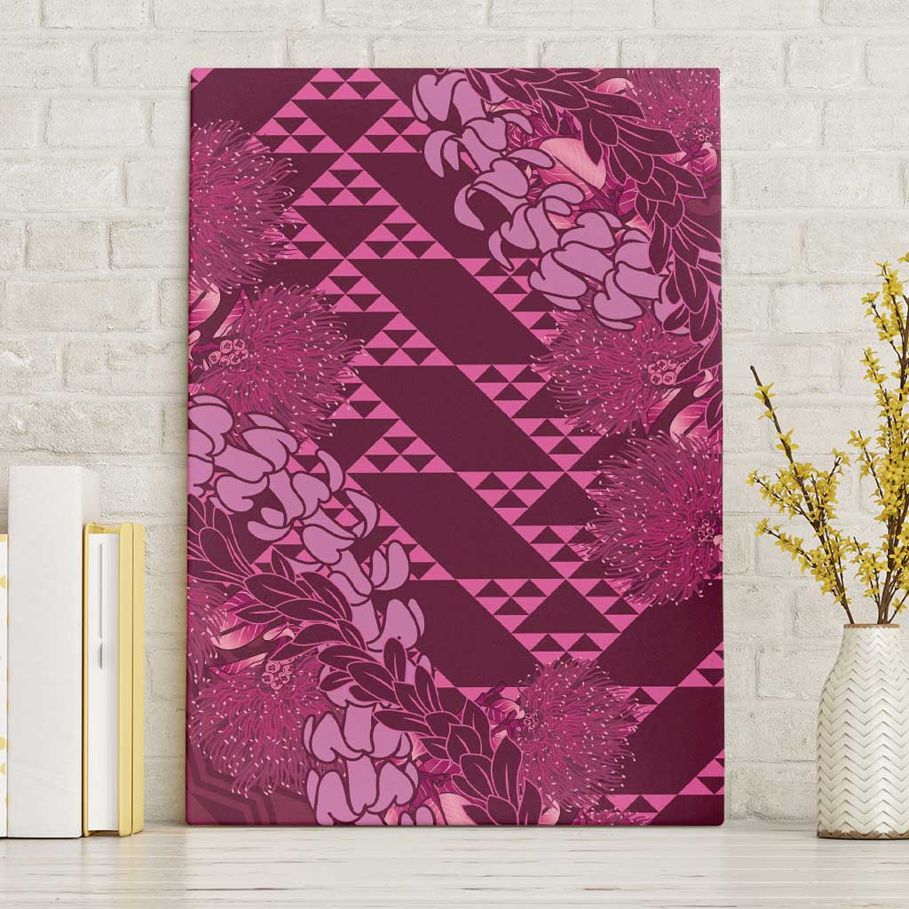 Pink Aloha Hawaii Canvas Wall Art Hawaiian Kakau Ohia Lehua Lei - Polynesian Pride