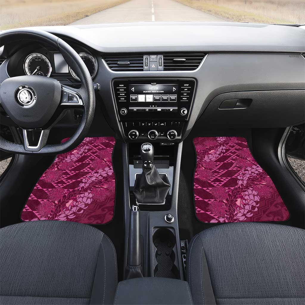 Pink Aloha Hawaii Car Mats Hawaiian Kakau Ohia Lehua Lei - Polynesian Pride