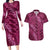 Pink Aloha Hawaii Couples Matching Long Sleeve Bodycon Dress and Hawaiian Shirt Hawaiian Kakau Ohia Lehua Lei - Polynesian Pride