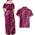 Pink Aloha Hawaii Couples Matching Off Shoulder Maxi Dress and Hawaiian Shirt Hawaiian Kakau Ohia Lehua Lei - Polynesian Pride