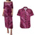 Pink Aloha Hawaii Couples Matching Puletasi and Hawaiian Shirt Hawaiian Kakau Ohia Lehua Lei - Polynesian Pride