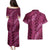 Pink Aloha Hawaii Couples Matching Puletasi and Hawaiian Shirt Hawaiian Kakau Ohia Lehua Lei - Polynesian Pride