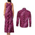 Pink Aloha Hawaii Couples Matching Tank Maxi Dress and Long Sleeve Button Shirt Hawaiian Kakau Ohia Lehua Lei - Polynesian Pride