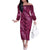 Pink Aloha Hawaii Family Matching Off The Shoulder Long Sleeve Dress and Hawaiian Shirt Hawaiian Kakau Ohia Lehua Lei - Polynesian Pride