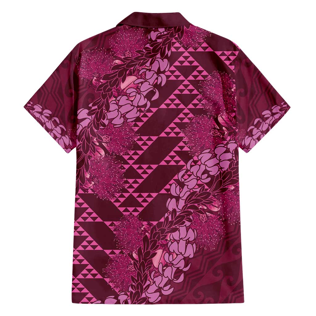 Pink Aloha Hawaii Family Matching Off Shoulder Maxi Dress and Hawaiian Shirt Hawaiian Kakau Ohia Lehua Lei - Polynesian Pride
