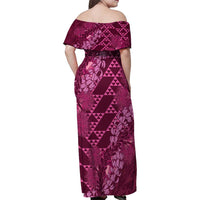 Pink Aloha Hawaii Family Matching Off Shoulder Maxi Dress and Hawaiian Shirt Hawaiian Kakau Ohia Lehua Lei - Polynesian Pride
