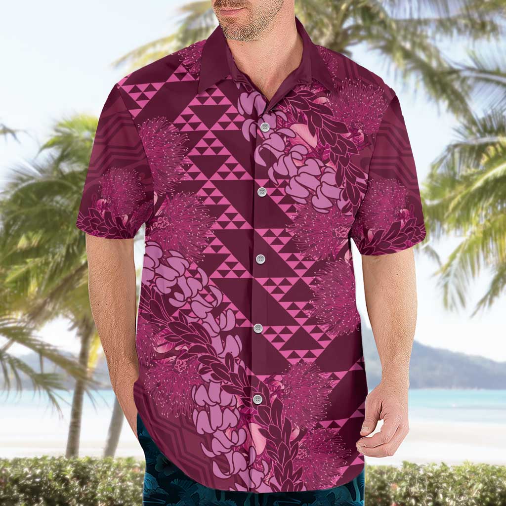 Pink Aloha Hawaii Hawaiian Shirt Hawaiian Kakau Ohia Lehua Lei - Polynesian Pride