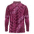 Pink Aloha Hawaii Long Sleeve Polo Shirt Hawaiian Kakau Ohia Lehua Lei - Polynesian Pride