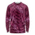 Pink Aloha Hawaii Long Sleeve Shirt Hawaiian Kakau Ohia Lehua Lei - Polynesian Pride