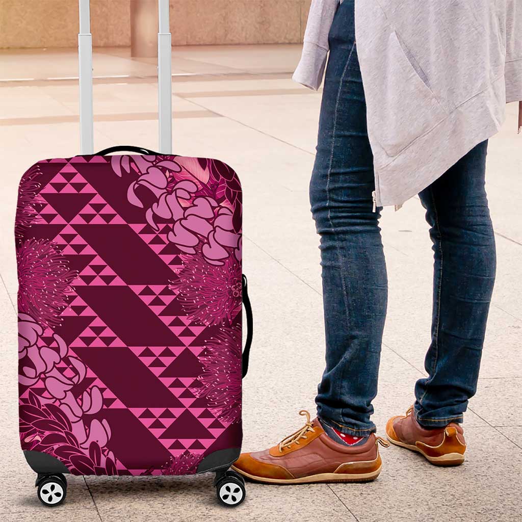 Pink Aloha Hawaii Luggage Cover Hawaiian Kakau Ohia Lehua Lei - Polynesian Pride