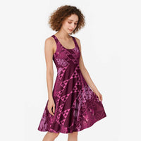 Pink Aloha Hawaii Midi Dress Hawaiian Kakau Ohia Lehua Lei - Polynesian Pride