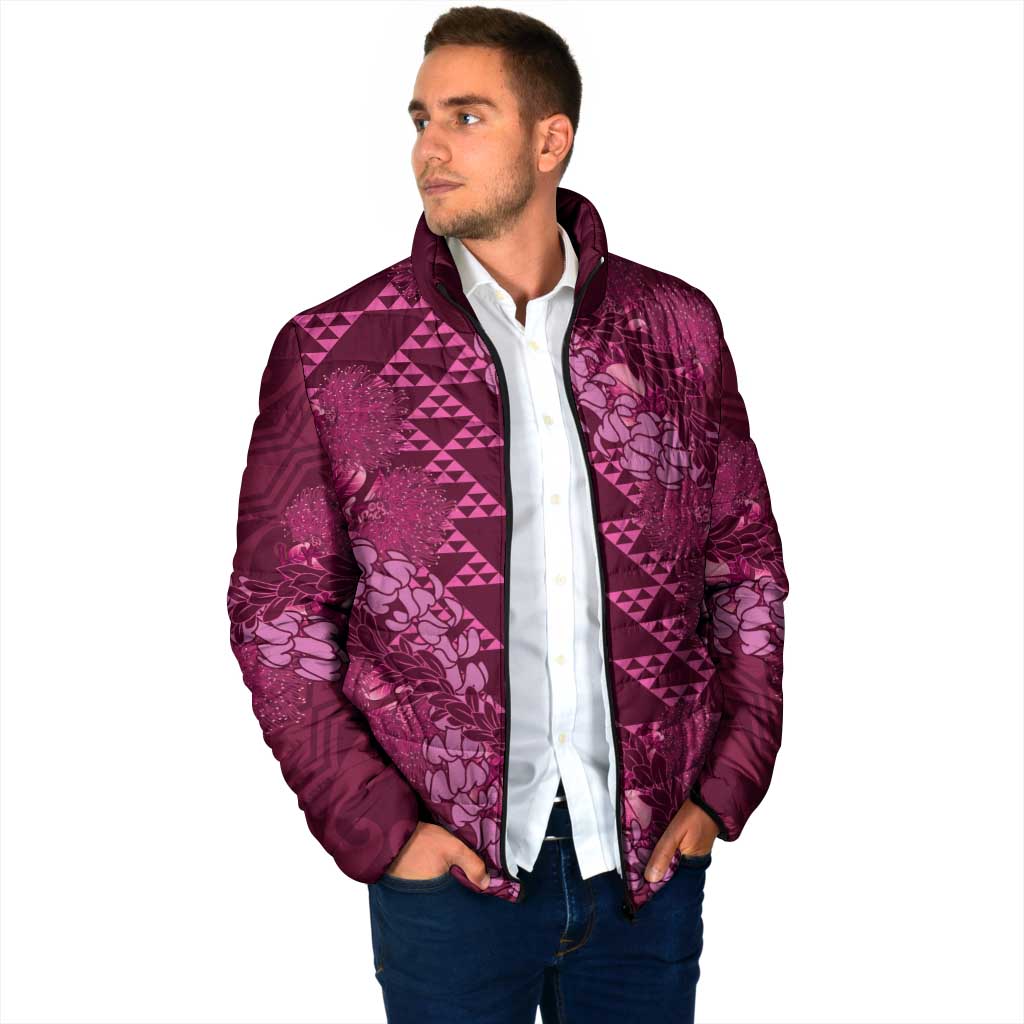 Pink Aloha Hawaii Padded Jacket Hawaiian Kakau Ohia Lehua Lei - Polynesian Pride