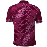Pink Aloha Hawaii Polo Shirt Hawaiian Kakau Ohia Lehua Lei - Polynesian Pride