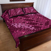 Pink Aloha Hawaii Quilt Bed Set Hawaiian Kakau Ohia Lehua Lei - Polynesian Pride