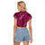 Pink Aloha Hawaii Raglan Cropped T Shirt Hawaiian Kakau Ohia Lehua Lei - Polynesian Pride