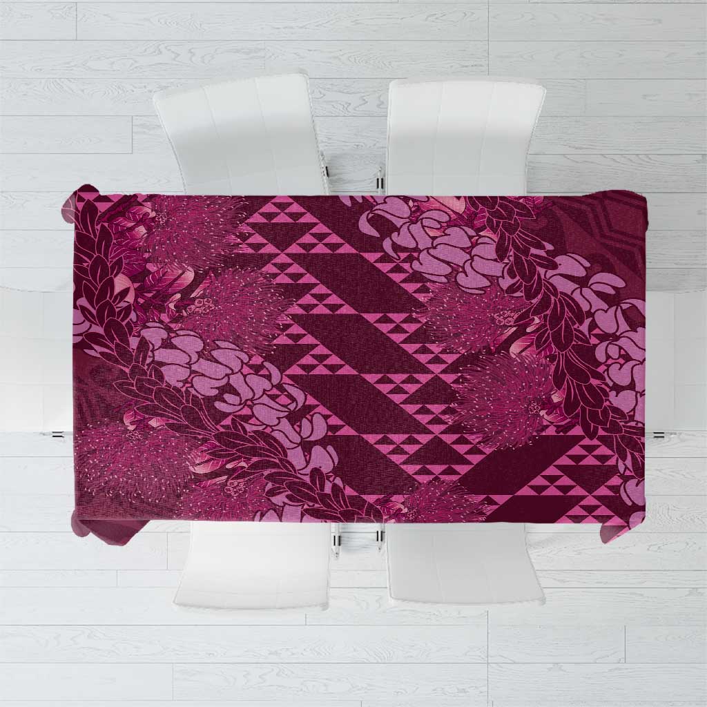 Pink Aloha Hawaii Tablecloth Hawaiian Kakau Ohia Lehua Lei - Polynesian Pride