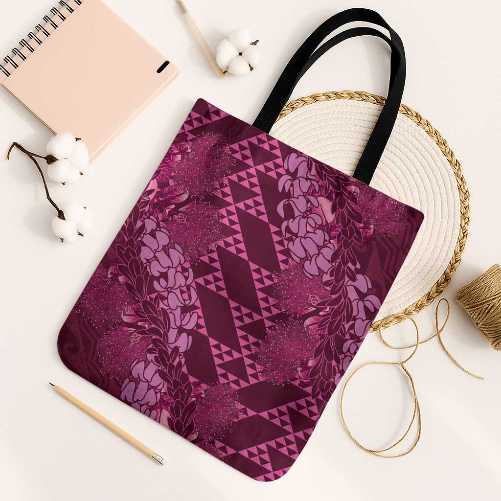 Pink Aloha Hawaii Tote Bag Hawaiian Kakau Ohia Lehua Lei - Polynesian Pride