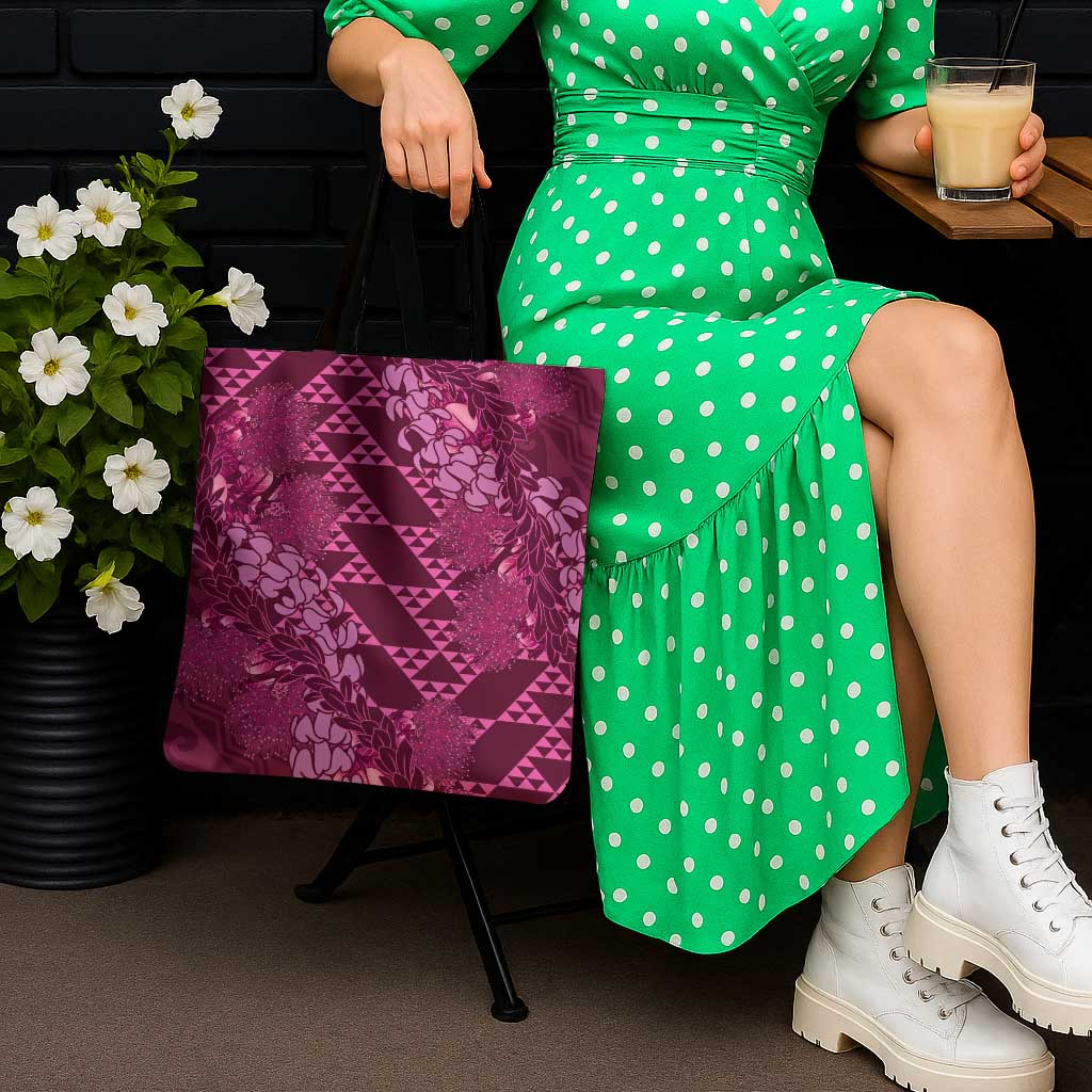 Pink Aloha Hawaii Tote Bag Hawaiian Kakau Ohia Lehua Lei - Polynesian Pride