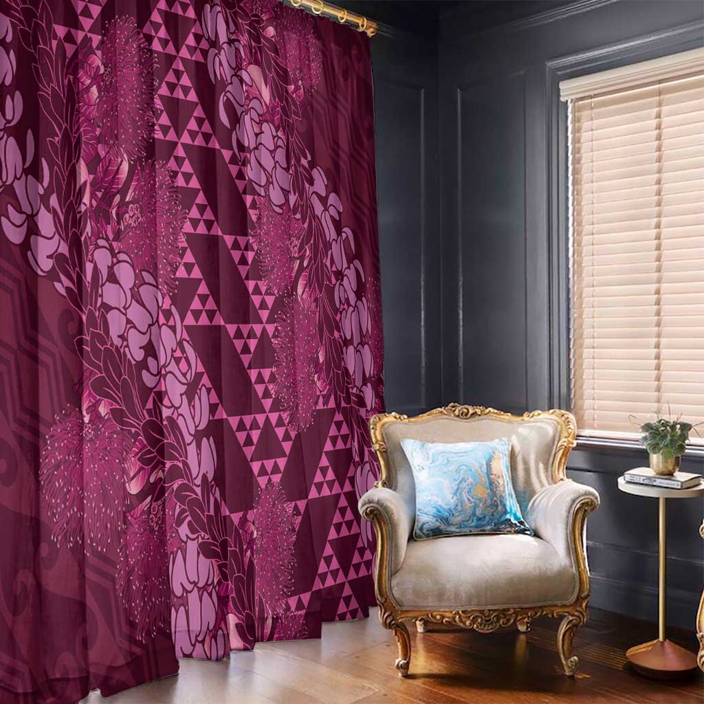 Pink Aloha Hawaii Window Curtain Hawaiian Kakau Ohia Lehua Lei - Polynesian Pride