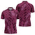 Pink Aloha Hawaii Zipper Polo Shirt Hawaiian Kakau Ohia Lehua Lei - Polynesian Pride