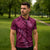 Pink Aloha Hawaii Zipper Polo Shirt Hawaiian Kakau Ohia Lehua Lei - Polynesian Pride