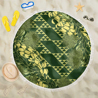 Green Aloha Hawaii Beach Blanket Hawaiian Kakau Ohia Lehua Lei - Polynesian Pride