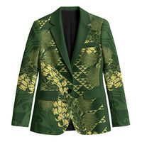 Green Aloha Hawaii Blazer Hawaiian Kakau Ohia Lehua Lei - Polynesian Pride