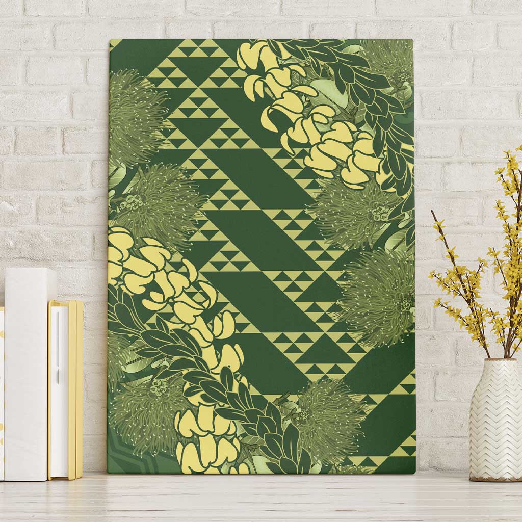Green Aloha Hawaii Canvas Wall Art Hawaiian Kakau Ohia Lehua Lei - Polynesian Pride
