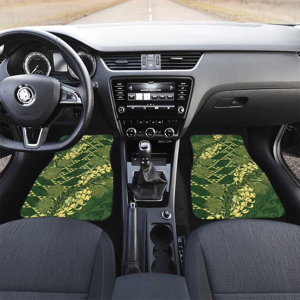 Green Aloha Hawaii Car Mats Hawaiian Kakau Ohia Lehua Lei - Polynesian Pride