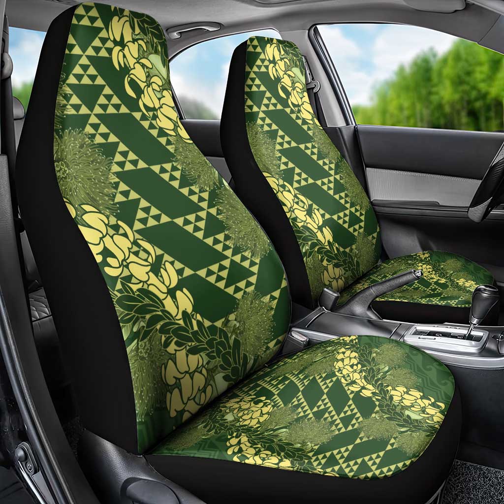 Green Aloha Hawaii Car Seat Cover Hawaiian Kakau Ohia Lehua Lei - Polynesian Pride