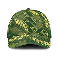 Green Aloha Hawaii Classic Cap Hawaiian Kakau Ohia Lehua Lei - Polynesian Pride