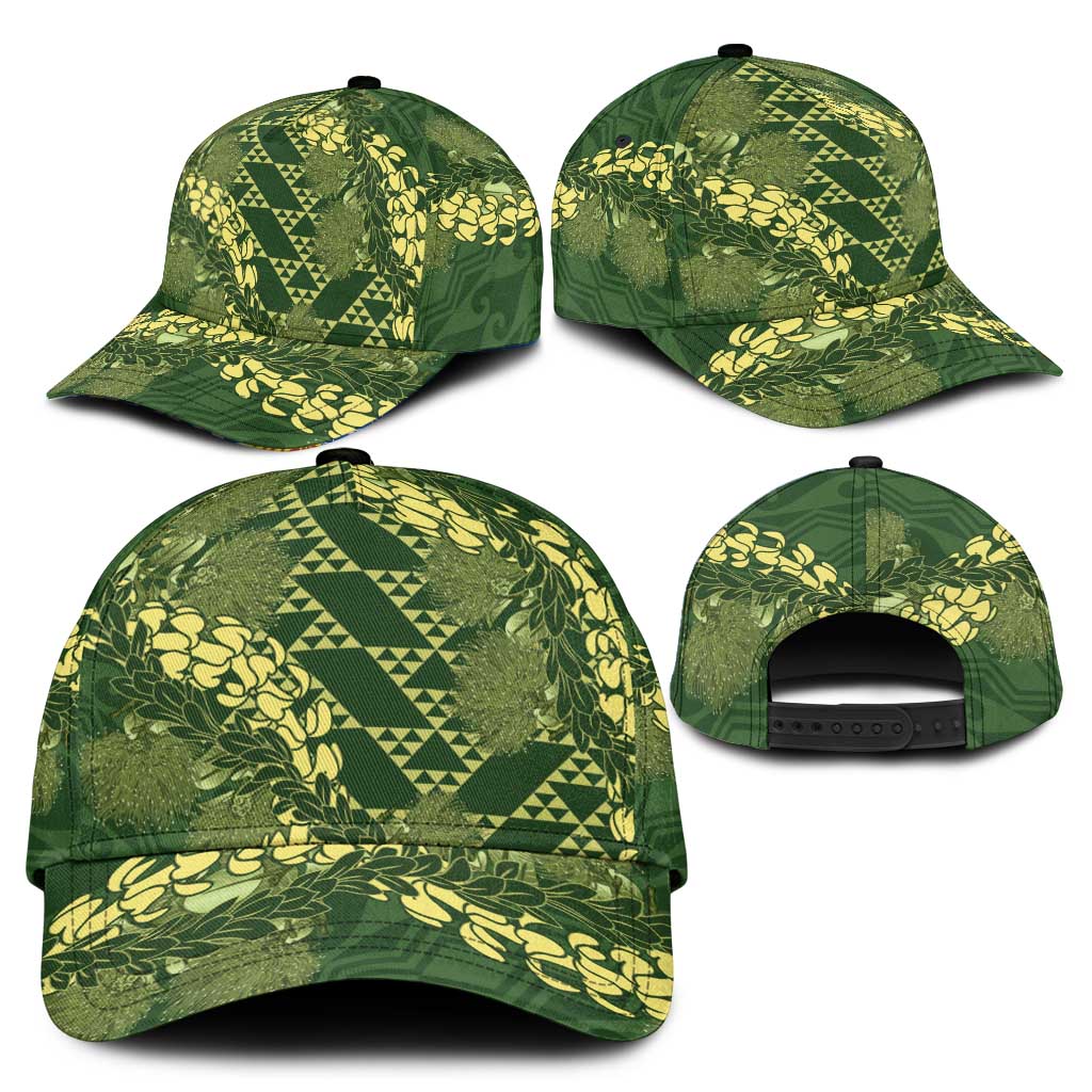 Green Aloha Hawaii Classic Cap Hawaiian Kakau Ohia Lehua Lei - Polynesian Pride