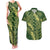 Green Aloha Hawaii Couples Matching Tank Maxi Dress and Hawaiian Shirt Hawaiian Kakau Ohia Lehua Lei - Polynesian Pride