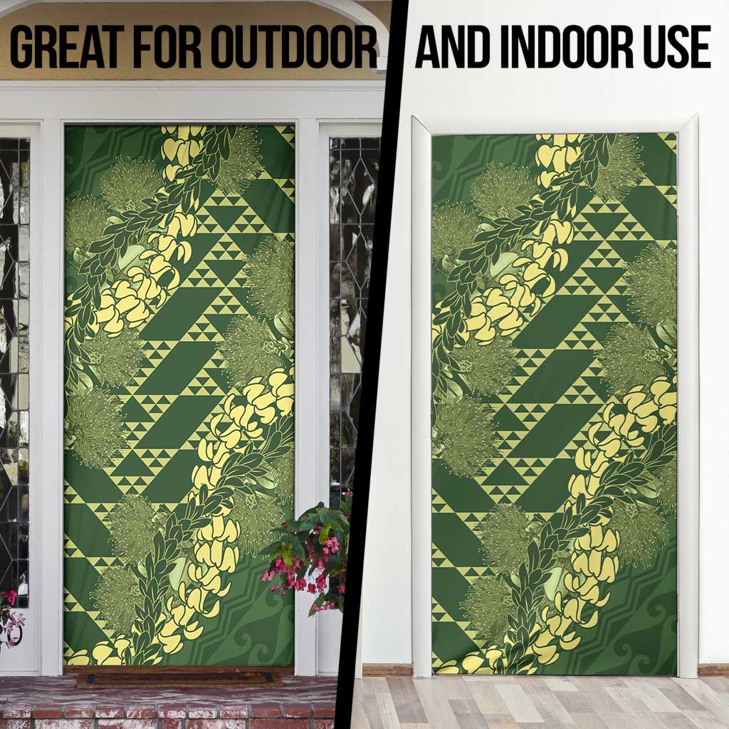 Green Aloha Hawaii Door Cover Hawaiian Kakau Ohia Lehua Lei - Polynesian Pride