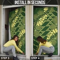Green Aloha Hawaii Door Cover Hawaiian Kakau Ohia Lehua Lei - Polynesian Pride