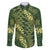 Green Aloha Hawaii Family Matching Off The Shoulder Long Sleeve Dress and Hawaiian Shirt Hawaiian Kakau Ohia Lehua Lei - Polynesian Pride