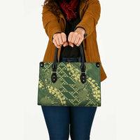 Green Aloha Hawaii Leather Bag Hawaiian Kakau Ohia Lehua Lei - Polynesian Pride