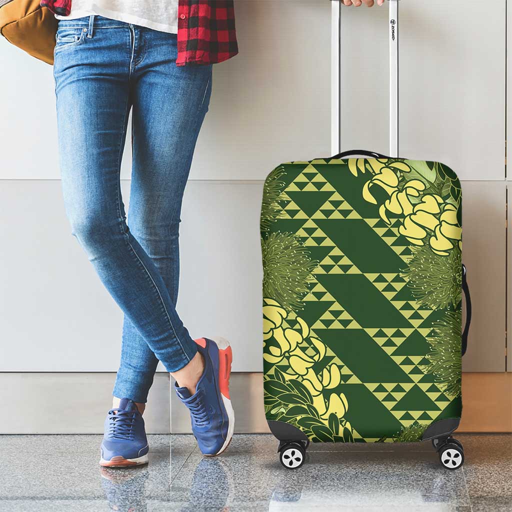 Green Aloha Hawaii Luggage Cover Hawaiian Kakau Ohia Lehua Lei - Polynesian Pride