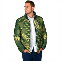 Green Aloha Hawaii Padded Jacket Hawaiian Kakau Ohia Lehua Lei - Polynesian Pride