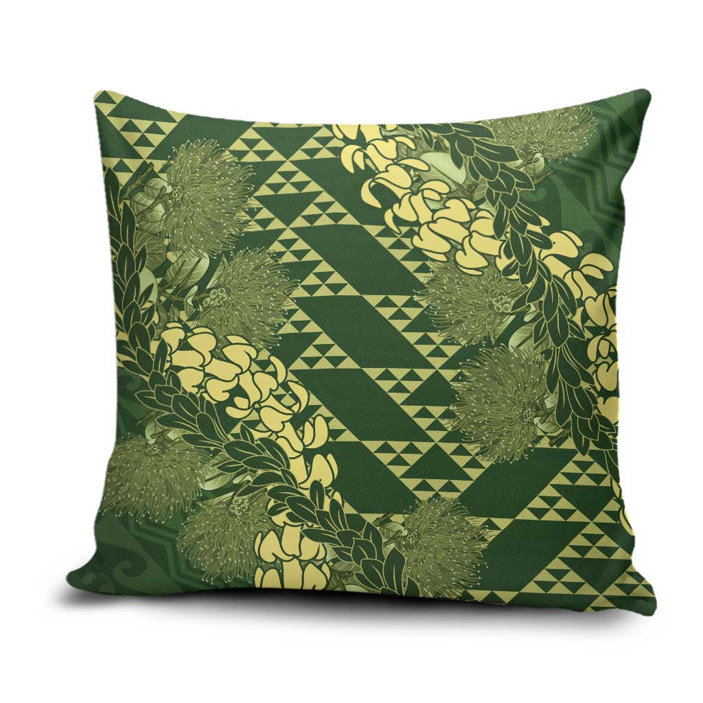 Green Aloha Hawaii Pillow Cover Hawaiian Kakau Ohia Lehua Lei - Polynesian Pride